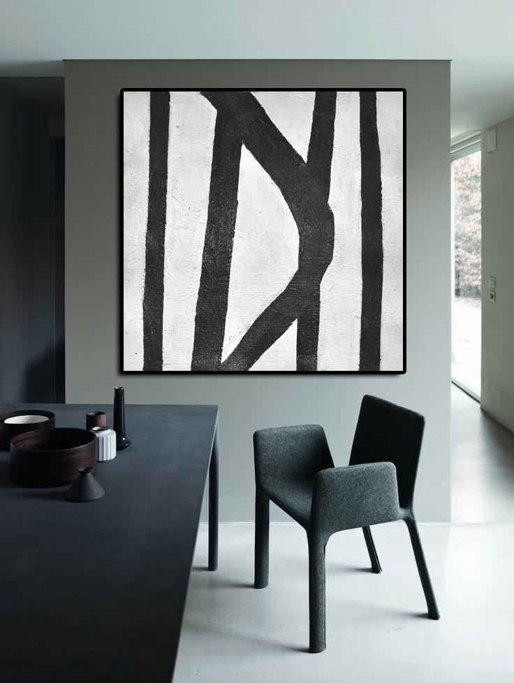 Minimal Black and White Painting #MN38A - Click Image to Close